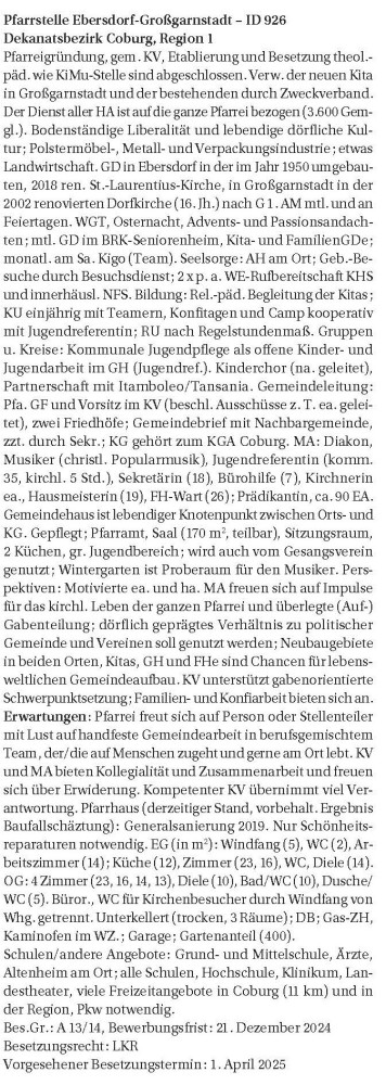 Stellenausschreibung Ebersdorf