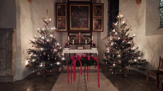 Evangelische Ägidienkirche Thiersheim Innenansicht Weihnachten