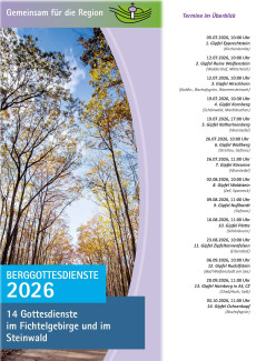 Überblick über Termine für Berggottesdienste 2026 im Fichtelgebirge