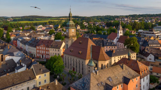 Luftbild von der Stadt Wunsiedel